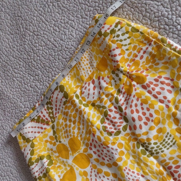 J. Crew Size 6 100% Linen Yellow Boho Print Mini Skirt With Pockets - Picture 9 of 15